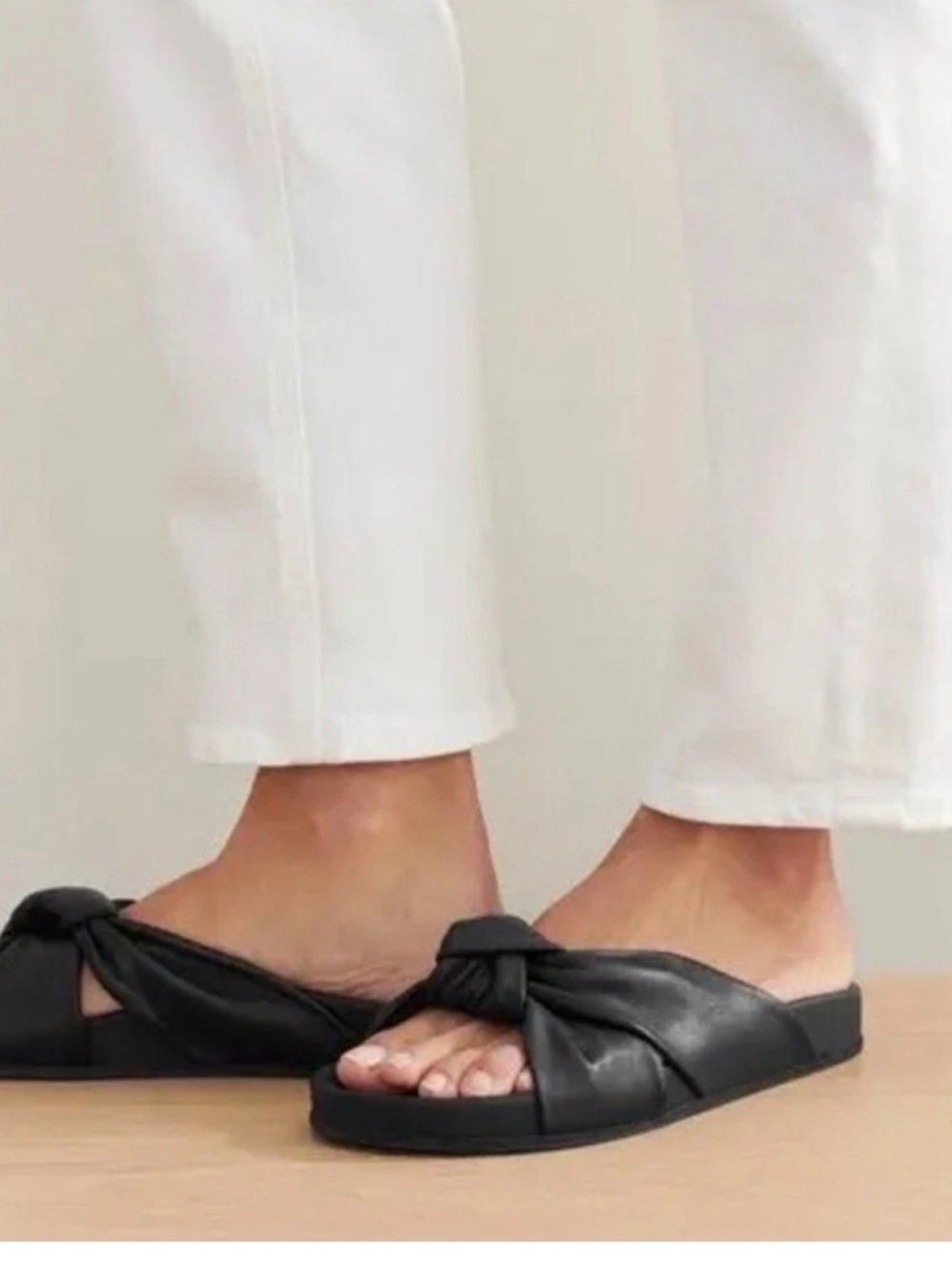 Jenni Kayne Black Knotted Leather Slide Slide Sandals size 37